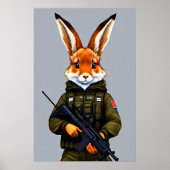 Anthropomorpher Kaninchenfox Soldier | Art der AI Poster (Vorne)