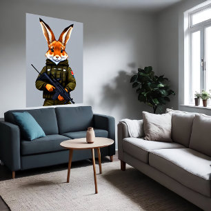 Anthropomorpher Kaninchenfox Soldier Art der AI Poster