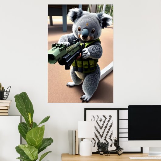 Anthropomorpher Koala-Soldat | Art der AI Poster (Heimbüro)