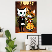 Anthropomorpher Mann und Ehefrau | Art der AI Poster (Heimbüro)