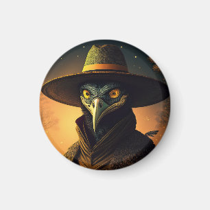 Anthropomorpher Schwarzdrossel-Seher in eleganter  Magnet