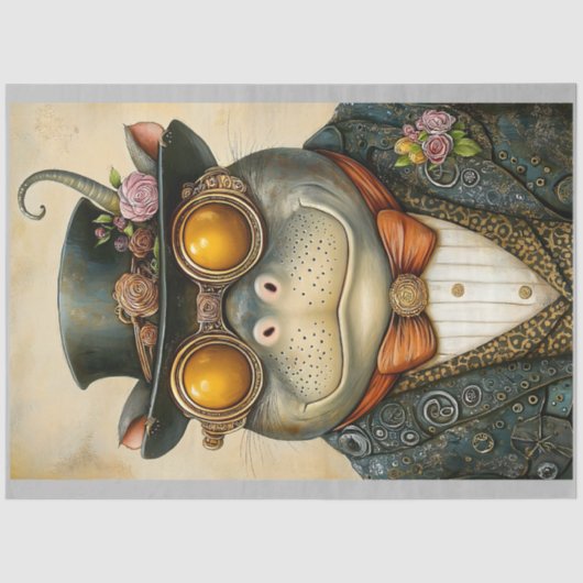 Anthropomorpher Steampunk Hippo R2H Decoupage Seidenpapier (Vorderseite)