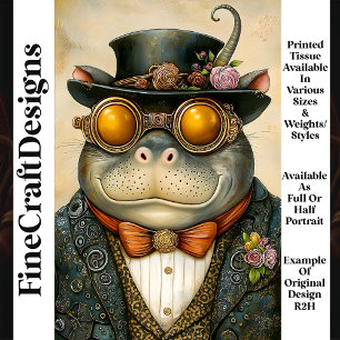 Anthropomorpher Steampunk Nilpferd R2H Découpage Seidenpapier