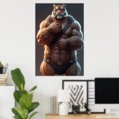 Anthropomorpher Tiger | Bodybuilder | Digitale Kun Poster (Heimbüro)