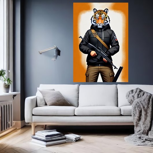 Anthropomorpher Tiger-Soldat | Art der AI Poster