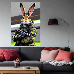 Anthropomorphes cooles Kaninchen Soldier Art der Poster