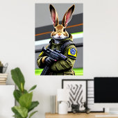 Anthropomorphes cooles Kaninchen Soldier | Art der Poster (Heimbüro)