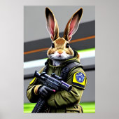 Anthropomorphes cooles Kaninchen Soldier | Art der Poster (Vorne)