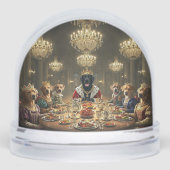 Anthropomorphes Dog Royalty Dinner Schneekugeln (Vorderseite)