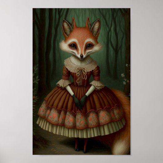Anthropomorphes Fuchsmädchen mit Kleid Poster (Vorne)