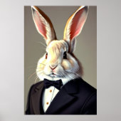 Anthropomorphes Kaninchen in schwarzem Anzug | Art Poster (Vorne)