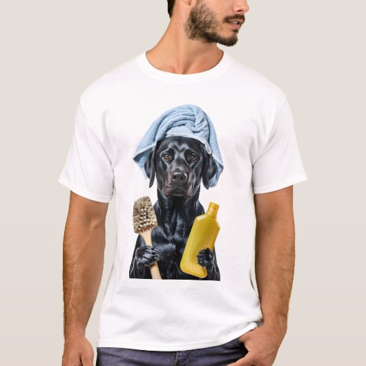 Anthropomorphes Schwarzes Labrador Tragetuch Holdi T-Shirt (Vorderseite)