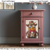 Anthropomorphes Steampunk-Huhn Q9F Decoupage Seidenpapier