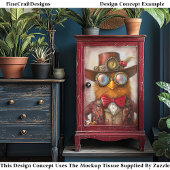 Anthropomorphes Steampunk-Huhn Q9F Decoupage Seidenpapier