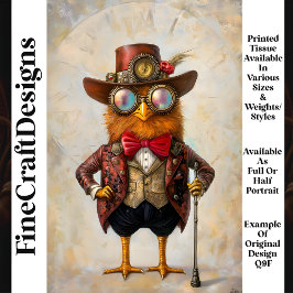 Anthropomorphes Steampunk-Huhn Q9F Decoupage Seidenpapier