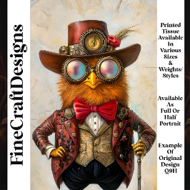 Anthropomorphes Steampunk-Huhn Q9H Decoupage Seidenpapier