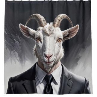 Anthropomorphic goat businessman headshot duschvorhang