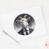 Anthropomorphic goat businessman headshot runder aufkleber (Umschlag)