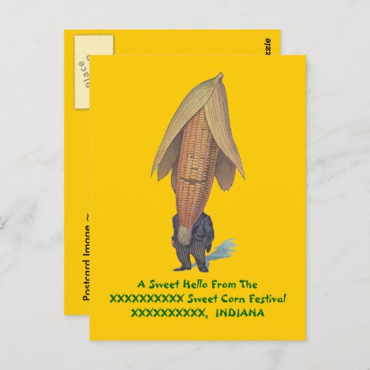 ANTHROPOMORPHIE ~ ANTIQUE CORN MAN Image~ POSTCARD Postkarte (Vorne/Hinten)
