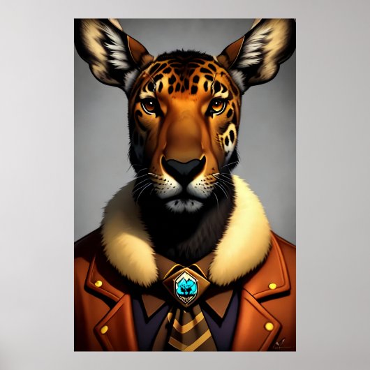 Anthropomorphie Moose Jaguar | Art der AI Poster (Vorne)