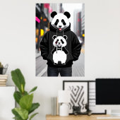 Anthropomorphisches cooles Panda in der Stadt | Ar Poster (Heimbüro)