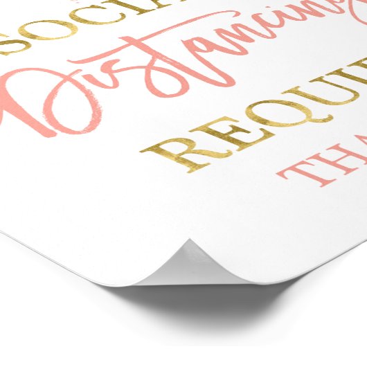 Anthurium Aquarellblütenzeichen Soziale Distanzier Poster (Ecke)