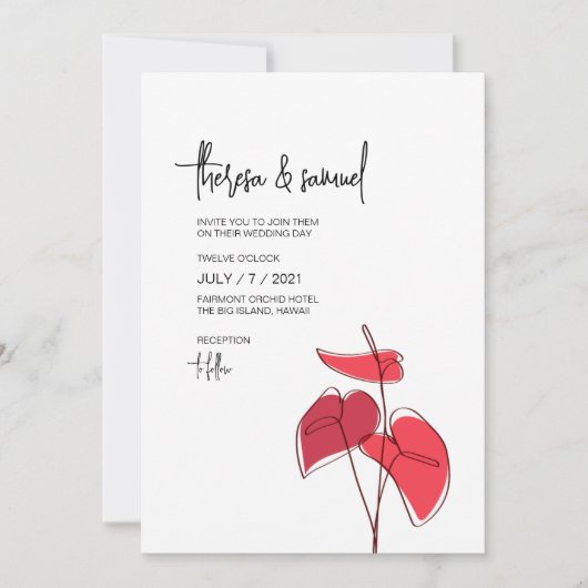 Anthurium ・ Blumenstrauch Zeichnend ・ Lässig moder Einladung (Vorderseite)