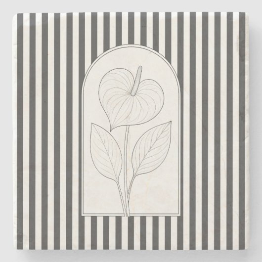 Anthurium Elegante Blume Botanisch Steinuntersetzer (Vorderseite)