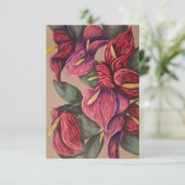 Anthurium-Karte in Rot und Rosa (Stehend Vorderseite)