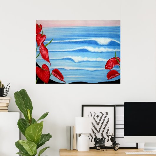 Anthurium Ocean Watercolor Design Poster (Heimbüro)