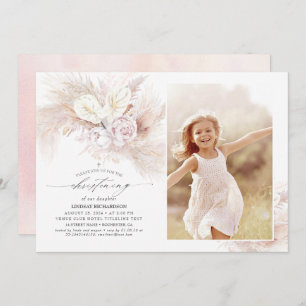 Anthurium Pampas Grass Floral Christening Foto Einladung