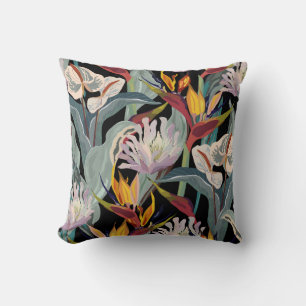 Anthurium und Strelitzia nahtlos Vintage Muster. Kissen