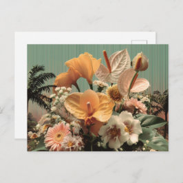 Anthurium- und tropische Blumenanordnung Postkarte