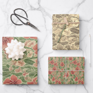 Anthuriums-Blume Vintages ephemeres Muster Geschenkpapier Set