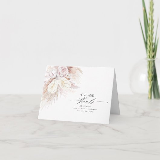 Anthuriums und Pampas Grass Wedding Vielen Dank Dankeskarte (Vorderseite)