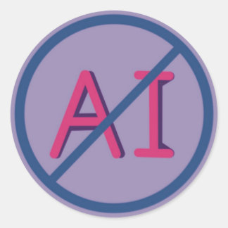 Anti AI 3 inch Round Sticker 