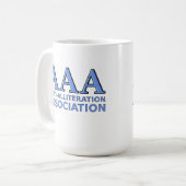 Anti-Alliteration Association Funny Mug Kaffeetasse (Vorderseite Links)