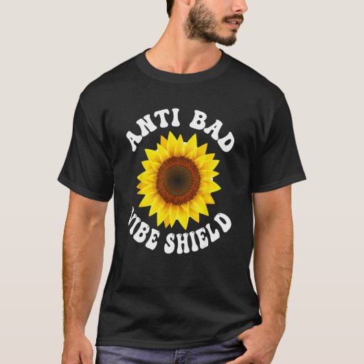 Anti Bad Vibe Shield Hippie Groovy Peace Kindness T-Shirt (Vorderseite)