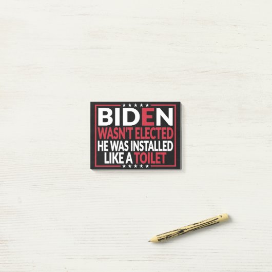 Anti Biden, Joe Biden wie eine Toilette - Anti Bid Post-it Klebezettel (Auf Schreibtisch)