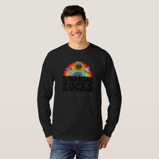 Anti Bullying Hippie Retro Teacher Rainbow Kindnes T-Shirt (Vorne ganz)