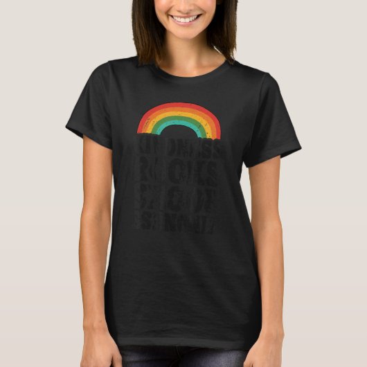 Anti Bullying Hippie Retro Teacher Rainbow Kindnes T-Shirt (Vorderseite)