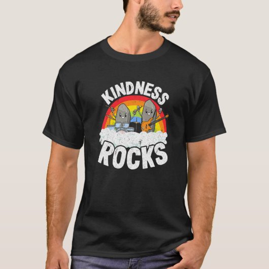 Anti-Bullying Rainbow Hippie Music Teacher Kindnes T-Shirt (Vorderseite)