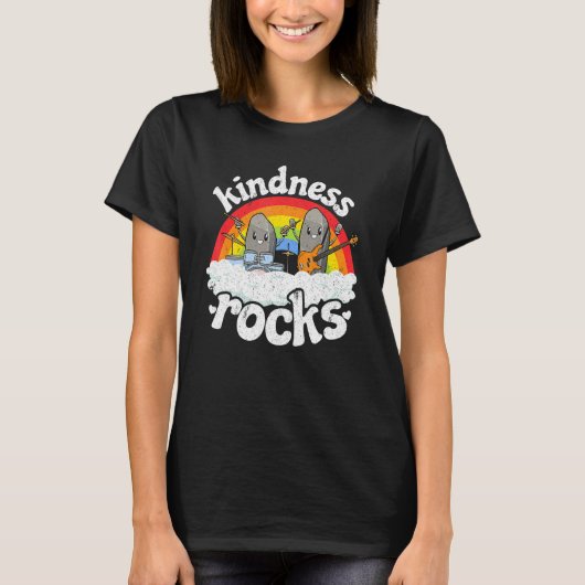 Anti Bullying Rainbow Hippie Music Teacher Kindnes T-Shirt (Vorderseite)