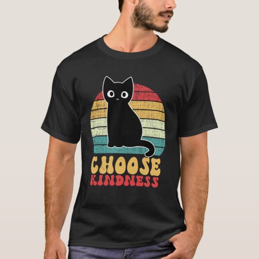 Anti Bullying Rainbow Peace Kind Hippie Cat Choose T-Shirt (Vorderseite)