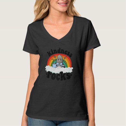 Anti Bullying Rainbow Retro Music Teacher Kindness T-Shirt (Vorderseite)