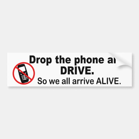 Anti-Cell Phone & Driving Bumper Sticker Autoaufkleber (Vorne)
