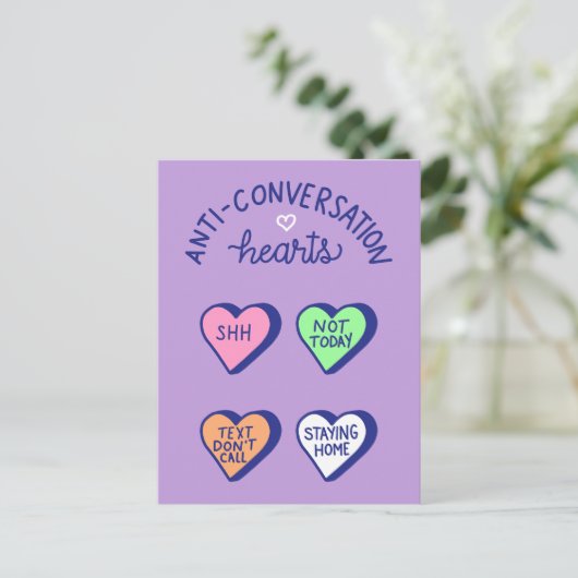 Anti-Conversation Heart Valentine's Day Card Postkarte (Stehend Vorderseite)