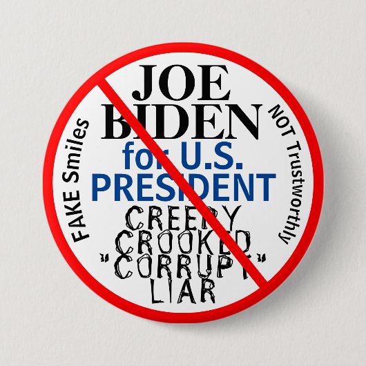 Anti-Demokratische Joe Biden für Präsident Button (Vorderseite)