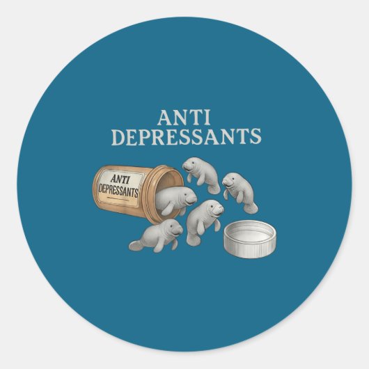 Anti Depressants Manatees  Runder Aufkleber (Vorderseite)