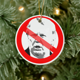 Anti-Donald-Trump-Demenz Durchgestrichenes Gesicht Keramik Ornament